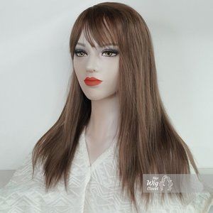 Long Ash Brown Brunette Straight Hair Wig with Bangs | Ella